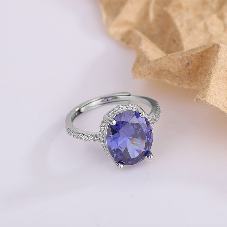 Tee-Von Sterling Egg Sapphire Diamond Ring