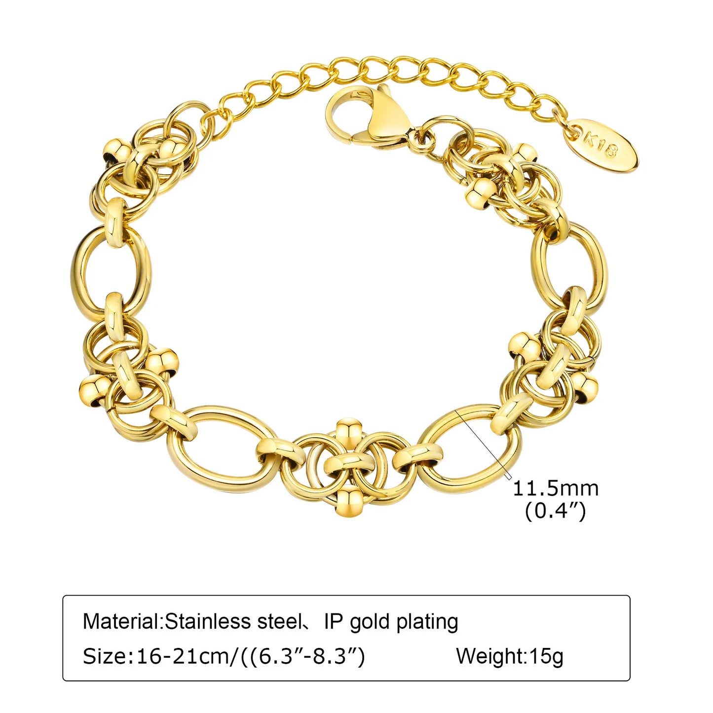 Tee-Von Gold Plated Stainless Steel Bracelet – Elegant Vintage Jewelry for Women