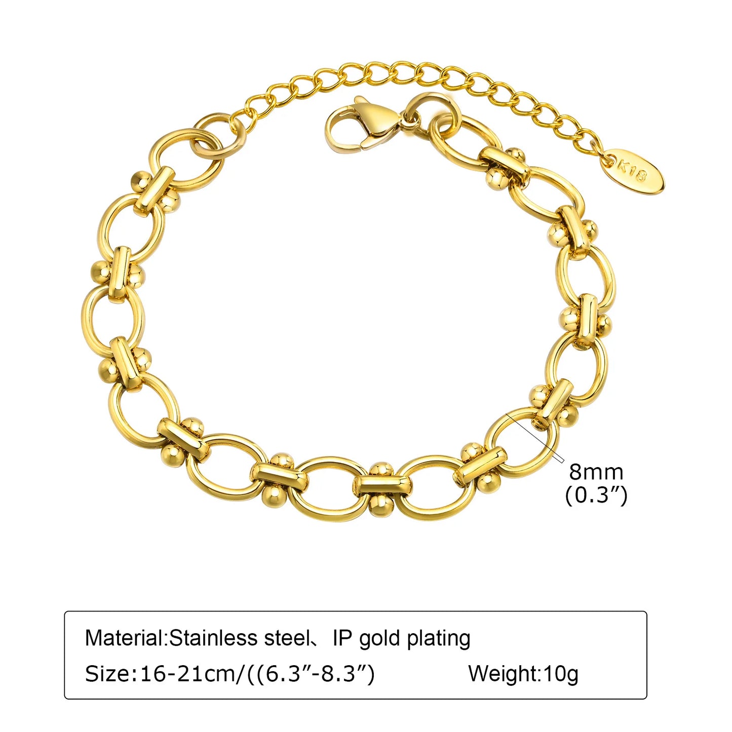 Tee-Von Gold Plated Stainless Steel Bracelet – Elegant Vintage Jewelry for Women