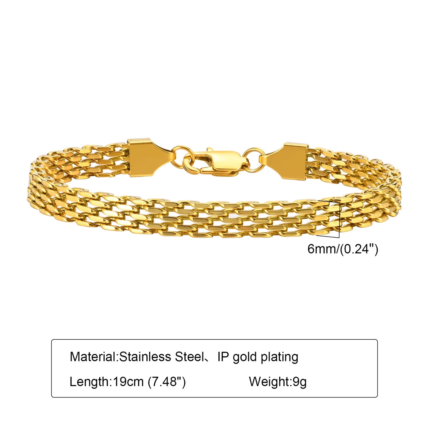 Tee-Von Gold Plated Stainless Steel Bracelet – Elegant Vintage Jewelry for Women