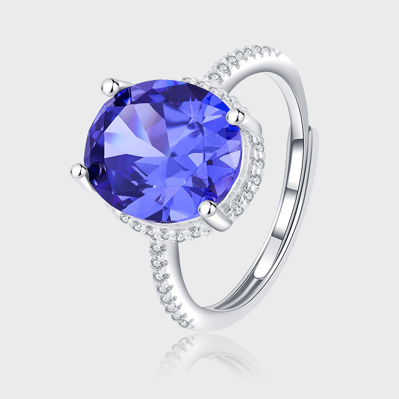 Tee-Von Sterling Egg Sapphire Diamond Ring