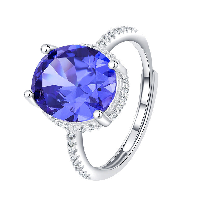 Tee-Von Sterling Egg Sapphire Diamond Ring